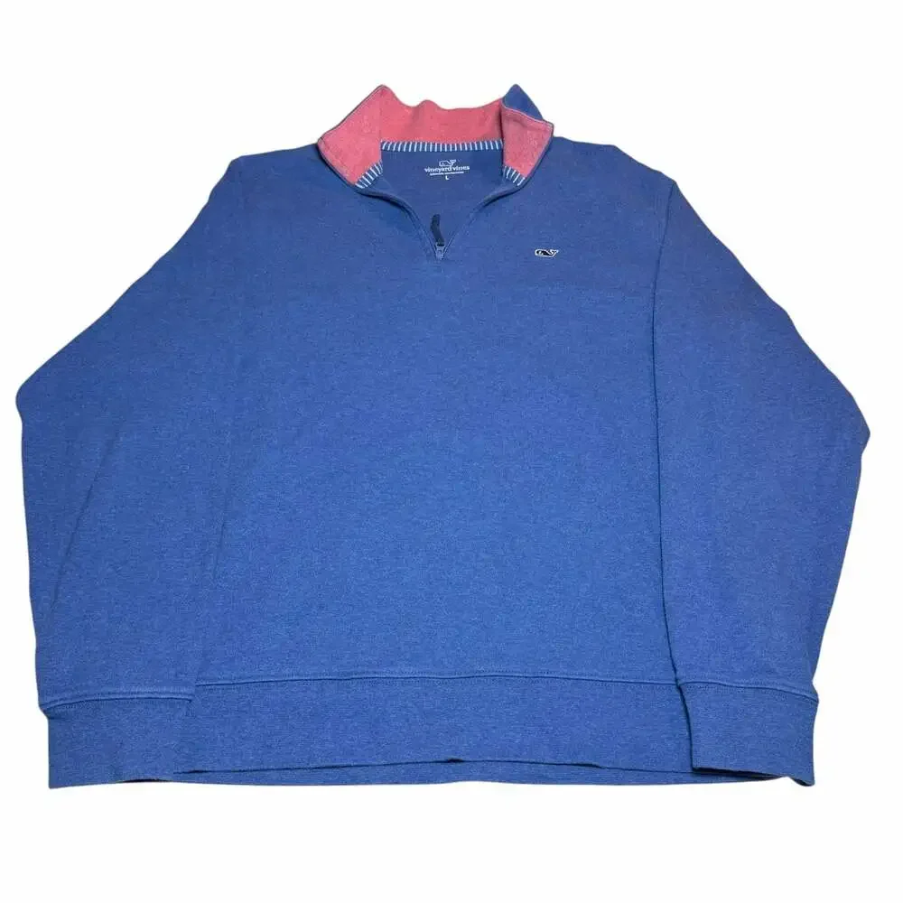 Vineyard Vines Men's 1/4-Zip Pima Cotton Pullover Sweatshirt Blue Size Large